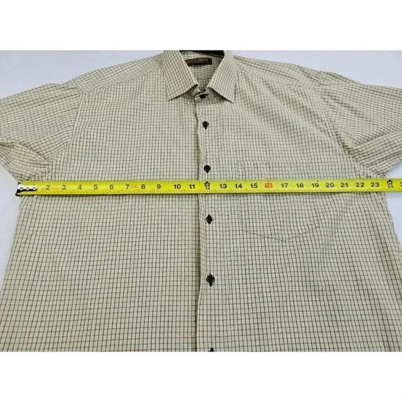 Roberto Cavalli Size XL Mens Classic Beige Brown Check Short Sleeve Pocket Shirt - Picture 3 of 9